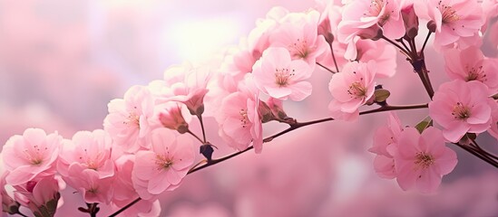 Wall Mural - Pink cherry blossoms in bloom