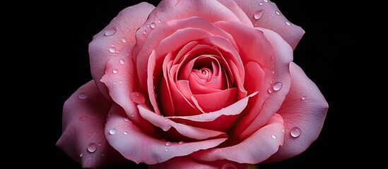 Poster - Pink Rose with Water Droplets Close-up