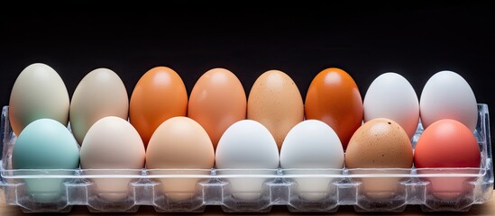 Sticker - Dozen eggs in clear plastic tray on white backdrop