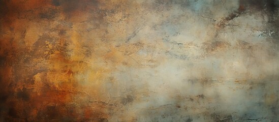 Canvas Print - A close up of a painting with a brown and blue backdrop