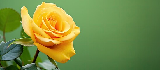 Canvas Print - Yellow rose in vase on table