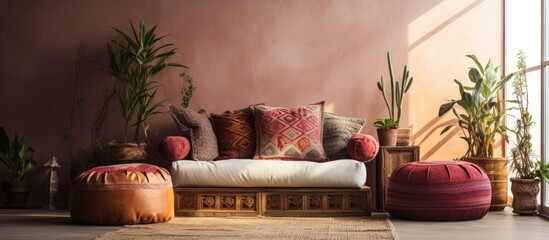 Sticker - Couch, pillows, plants in living room