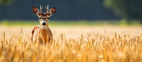 Sticker - A deer in wheat field