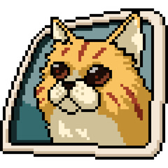 Sticker - pixel art of cat face window