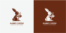 Rabbit Coffee Vintage Logo Vector Icon Illustration