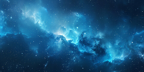 Wall Mural - dark blue Watercolor  galaxy background with stars and nebulae, Blue watercolor space ,banner
