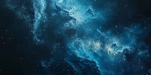 Wall Mural - dark blue Watercolor  galaxy background with stars and nebulae, Blue watercolor space ,banner