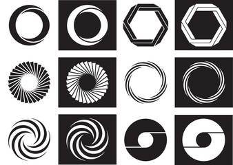 Aufkleber - Vector swirled round icons. Special round logos.