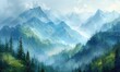 Explore the subtle hues of a misty mountain range, bringing depth and tranquility to your landscape painting 