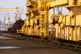 Fototapeta Kwiaty - the quay of the ship repair yard including cranes