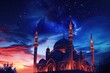 The Beautiful Blue Mosque under the Starry Night Sky