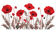 Dark red flowers poppies vector stylized modern flower