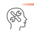 Human design and intelligence vector icon. Head and screwdriver and wrench symbol.