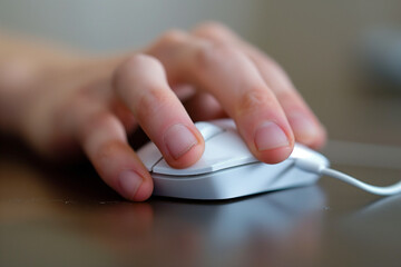 Hand and computer mouse, internet access and online communications from home