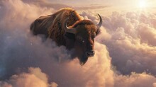 A Very Large And Dashing Buffalo That Is Incomparable. Seamless Looping Time-lapse Virtual 4k Video Animation Background.