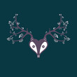 Fantasy illustration of a skull heart with antlers made from trees and branches and leafs- forest love