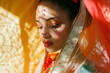 © Yulia - Serene Indian Bride in Traditional Attire with Sunlight
