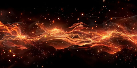 Wall Mural - A glowing red fire on a black background, banner