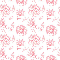 Wall Mural - cute vector outline flowers background