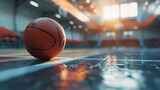 Fototapeta Fototapety sport - Basketball ball lying on floor on sport arena