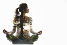 A Tranquil Image Melding A Yoga Pose With An Autumnal Forest, Reflecting Stillness And Connection With Nature