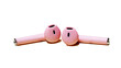 Pink wireless headphones on a white background