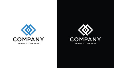 Wall Mural - MP W Letter Initial Logo Design Template Vector Illustration on a black and white background.