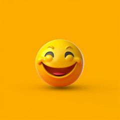 isolated yellow laughter emoji on yellow background