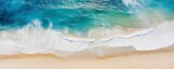 Fototapeta  - Top View of Beach Sand and Water Panorama. Generative AI