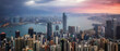 Hong Kong panorama - dramatic sunrise from Victoria peak