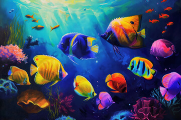 Underwater Serenity: Vibrant Marine Life in Coral Reef