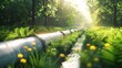 Gas and oil pipeline on lush grass background