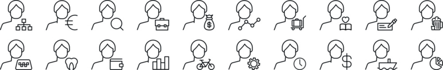 Wall Mural - pack of linear symbols of items. editable stroke. linear symbol for web sites, newspapers, articles 