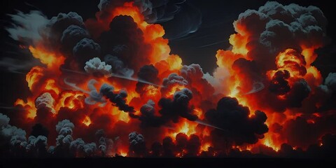 Wall Mural - galaxy fire smoke youtube intro bang banger red and black cloud of smoke on a black background, in t