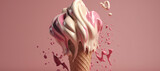 Fototapeta  - splash wave of strawberry milk ice cream cone 23