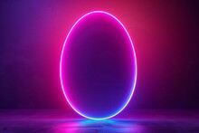 
Neon Easter Egg Shaped Frame Isolated On Background
