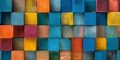 A colorful background of wooden blocks arranged in an orderly pattern