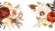 This set of modern bouquet cards comes in warm fall and winter colors such as orange red, taupe, burgundy, brown, cream, gold, beige, sepia shades. The flowers used are roses, dahlia, ranunculus,