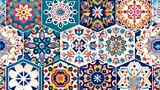 Fototapeta Kuchnia - Oriental tile seamless pattern. Floral patchwork background. Bohemian style Mandala. Rich floral decoration. An unusual flourish print. Moroccan motif.