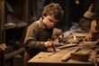 Young Boy Carving Wood