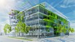 Digital twin of a green building project visualized through BIM for sustainability analysis.
