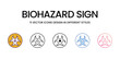 Biohazard sign icons set in different style vector stock illustration