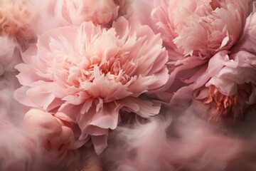 Wall Mural - Soft Smoke peony pink. Aroma bloom. Generate Ai