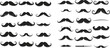Vintage male moustaches silhouette, funny black mustaches vector illustration set
