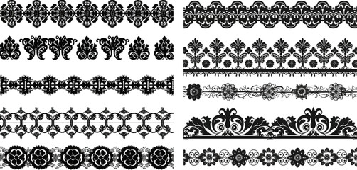 Wall Mural -  Vintage seamless figured lace borders, beautiful wedding lace decoration