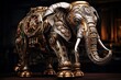 Aged Steampunk elephant. Engine animal machine. Generate Ai