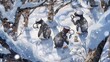 Penguin Detectives Investigation in Snowy Forest
