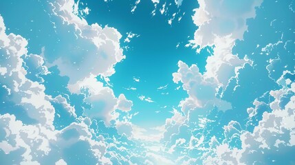 Wall Mural - beautiful anime sky with clouds