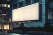 Leere Leuchtreklametafel in der Nacht: Mockup für kreative Werbegestaltung auf weißem Hintergrund