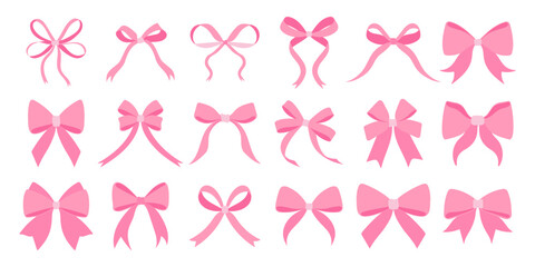 set of pink ribbon bows